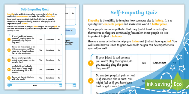 Self Empathy Quiz Teacher Made 2796