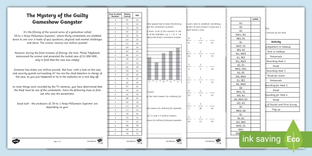 Uks2 The Mystery Of The Guilty Gameshow Gangster Maths Game