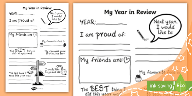 My Year in Review Writing Template (teacher made)