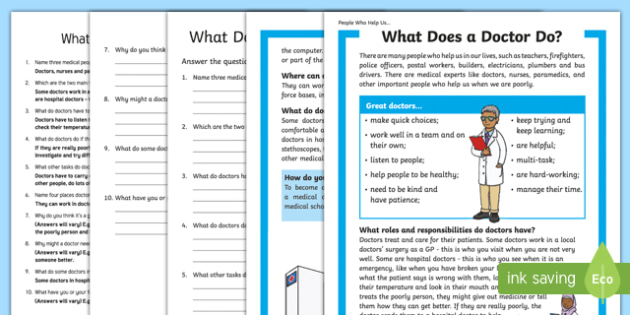 What Does A Doctor Do Reading Comprehension ESL Doctor Reading