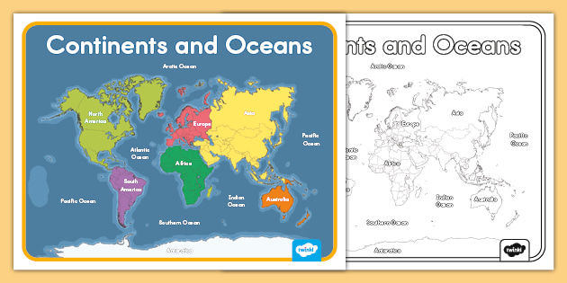 Printable World Map For Kids Continents And Oceans Map