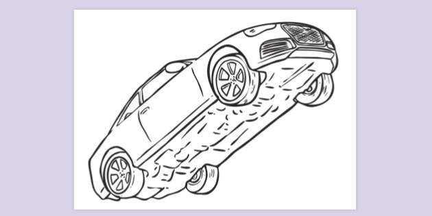 FREE! - Car Jumping Airborne Colouring Sheet | Colouring Sheets