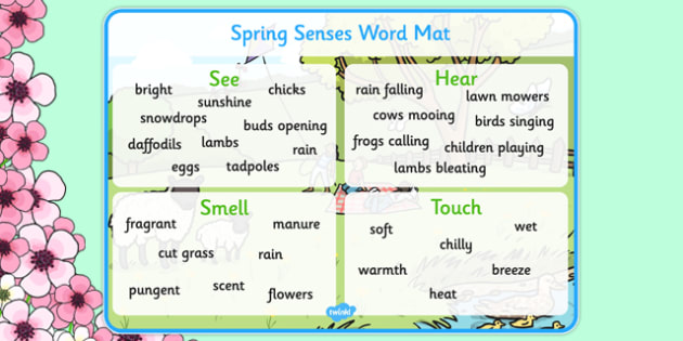Springtime Themed Senses Word Mat teacher Made 