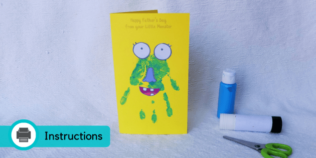 Father's Day Handprint Monster Card Father's Day Card