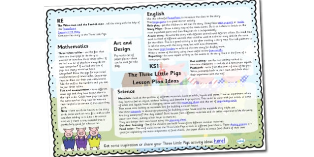 The Three Little Pigs Lesson Plan Ideas KS1 - traditional tales