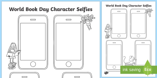 world book day character selfies worksheet worksheet