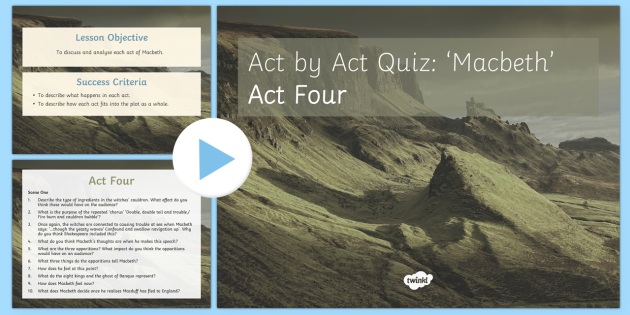 GCSE Macbeth Plot Revision Quiz Act IV PowerPoint