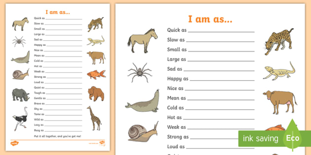 Similes Worksheet Create Your Own Twinkl (teacher made)