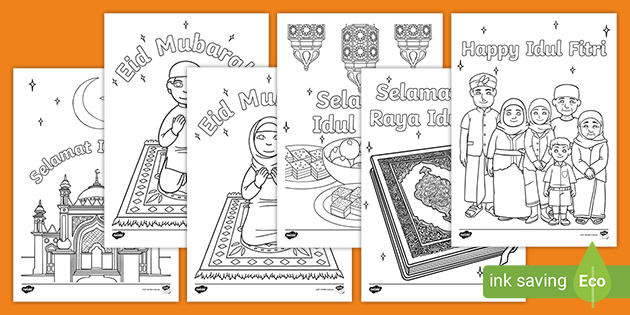 Idul Fitri Colouring Pages Indonesian (teacher made)