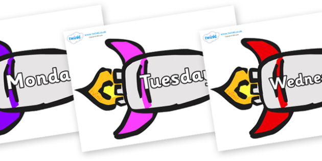 Days of the Week on Rockets (Multicolour)