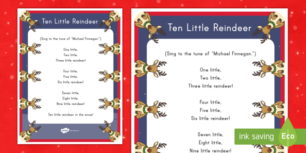 Ten Little Reindeer Sing Along Song Lyrics