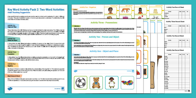 Key Word Activity Pack 2: Two-Word Activities