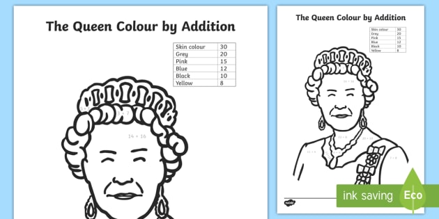 the queen colour by addition worksheet teacher made
