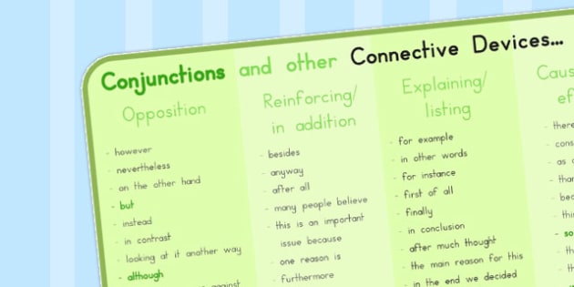 Conjunctions Connective Devices Word Mat Teacher Made