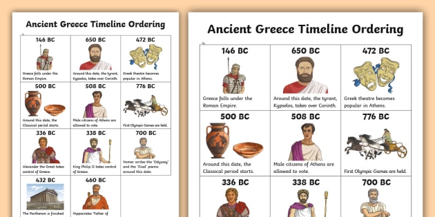 FREE KS2 Ancient Greece Timeline Ordering Activity