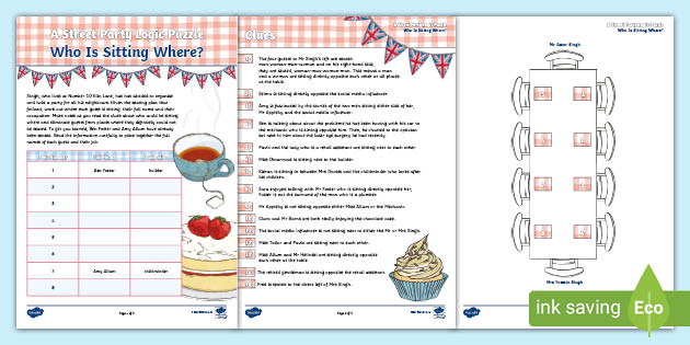 👉 KS2 Maths Logic Puzzle: A Street Party Logic Puzzle – Who Is