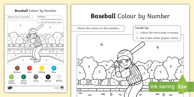 FREE! - Baseball Colour by Number (teacher made)