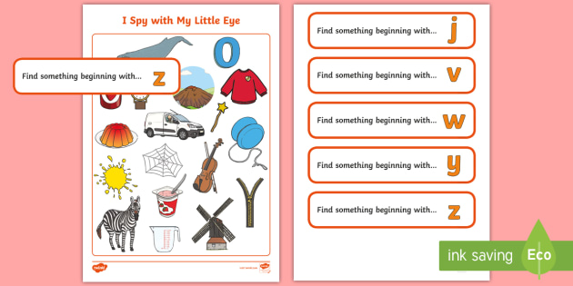 I Spy Initial Sounds Phase 3 Phonics J V W Y Z Activity