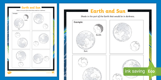 earth and sun shading worksheet teacher made