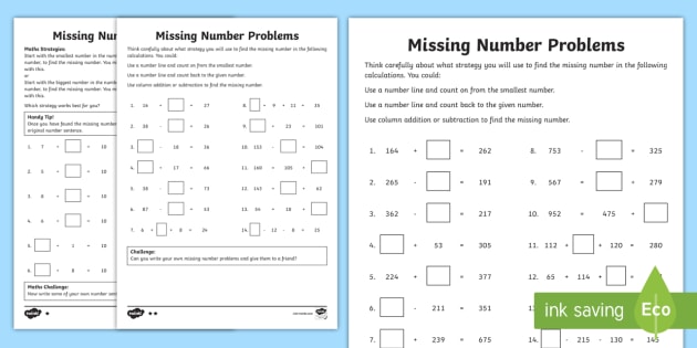 year 3 missing number problems worksheet worksheet
