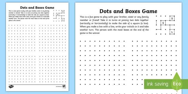 Dots And Boxes Dot To Dot Square Game Primary Resources