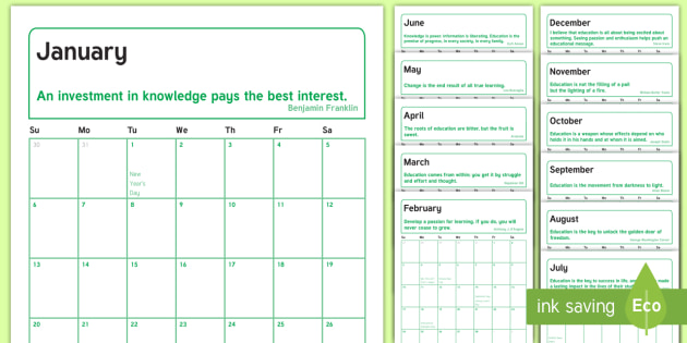 17 Portrait Orientation Month To A Page Calendar