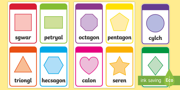 Welsh 2d Shapes Flashcards 