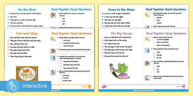 Interactive PDF Phase 3 Phonics: 60-Second Reads Pack 1