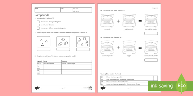 ks3 compounds homework worksheet worksheet teacher made