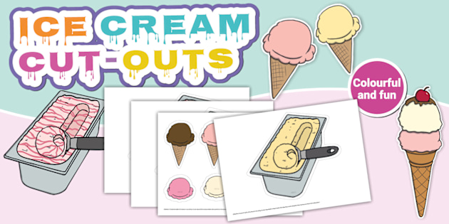 Ice Cream Tub and Scoop Role Play Cut-Outs