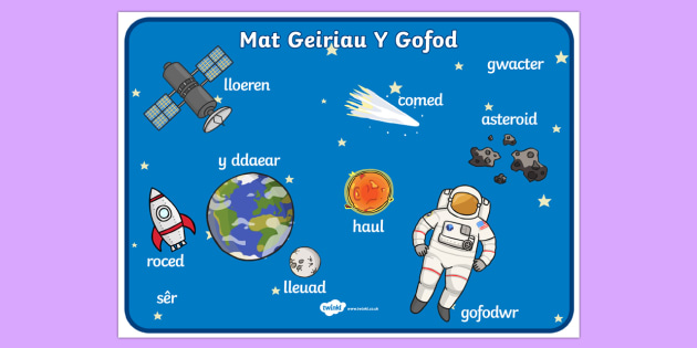 Free Space Scene Word Mat Welsh Translation