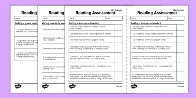 Ks1 Reading Exemplification I Can Statements Checklist