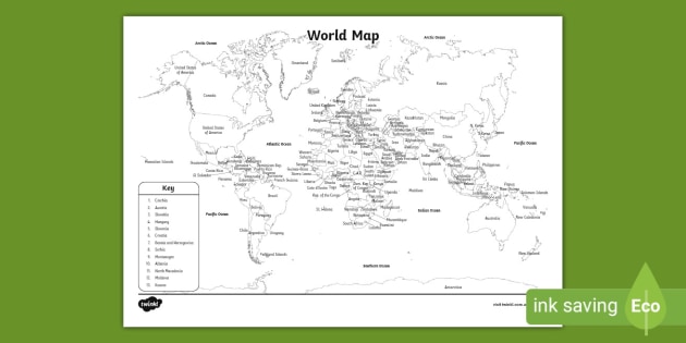 Photo & Art Print Colored World Map - borders, countries and
