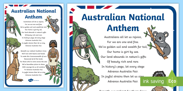 Australian Anthem A4 Display Poster