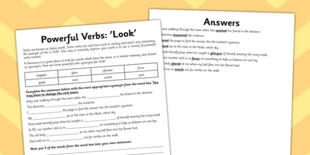 powerful-verb-worksheet-look-teacher-made