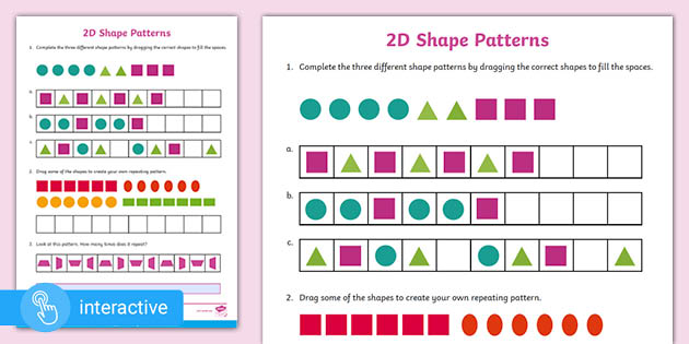 white rose maths supporting y2 2d shape patterns worksheet