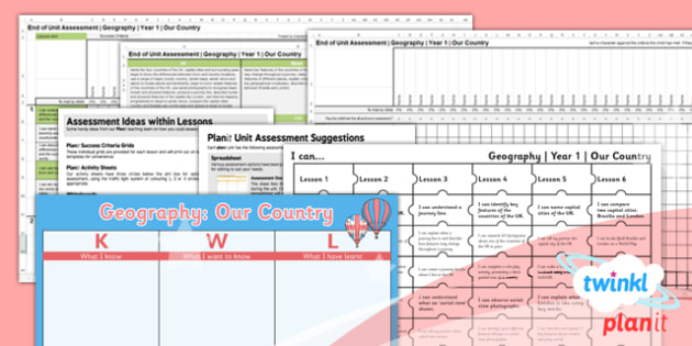 Geography: Our Country Year 1 Unit Assessment Pack