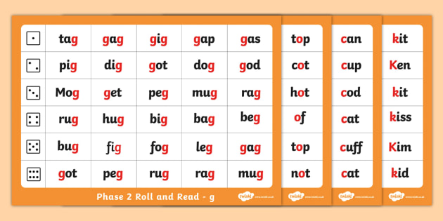 Phase 2 Letter Progression Set G O C K Phoneme Roll And Read Mat