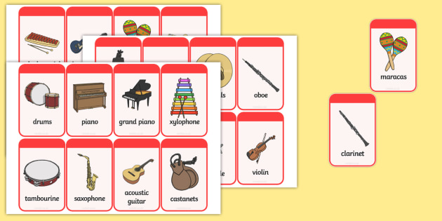 Musical Instrument Flashcards Printable Kids' Music Games