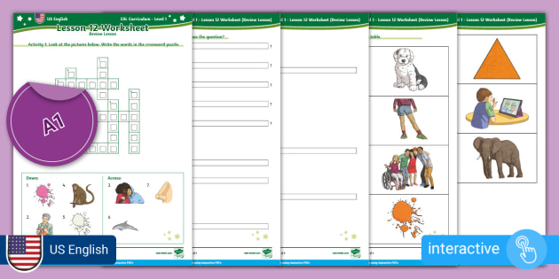 FREE! - ESL Curriculum (US-English) Level 1, Lesson 12 Interactive Worksheet