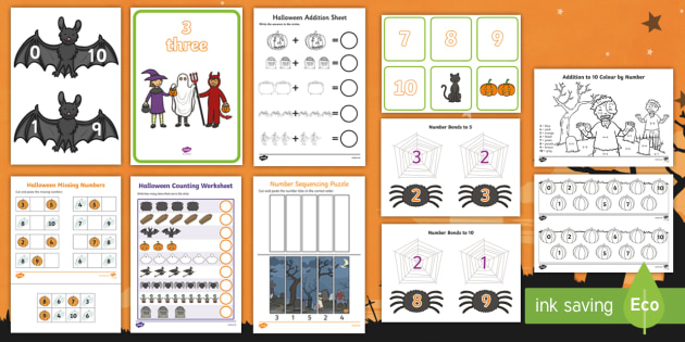 halloween themed junior and senior infants numeracy resource pack