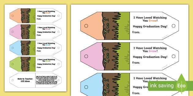 kindergarten graduation gift tags teacher made