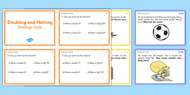 doubling and halving challenge cards maths teacher made