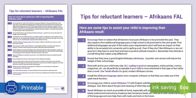 afrikaans fal guidance tips for reluctant learners