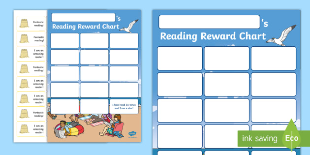 Seaside Themed Reading Sticker Reward Charts