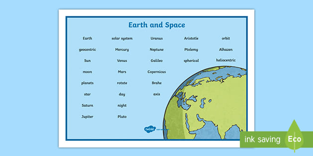 Earth And Space Word Mat Earth And Space Word Mat