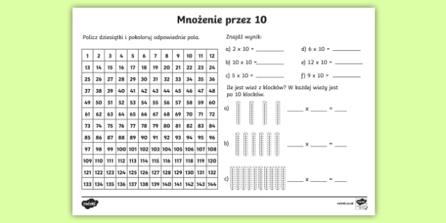 Karta Mnożenie przez 10 (teacher made)