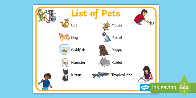 FREE! - List of Pets - Display Poster - Classroom Resources