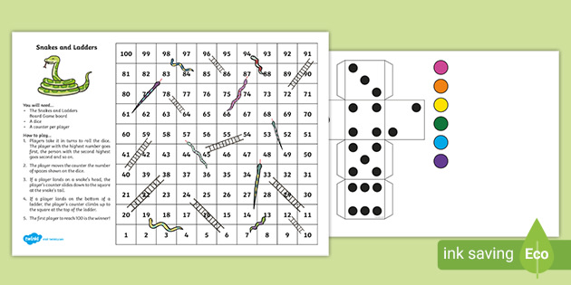 Snakes And Ladders Template Printable Board Game