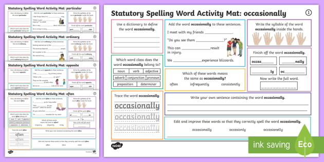 Year 3 and 4 Statutory Spelling Words Activity Mat Pack 14